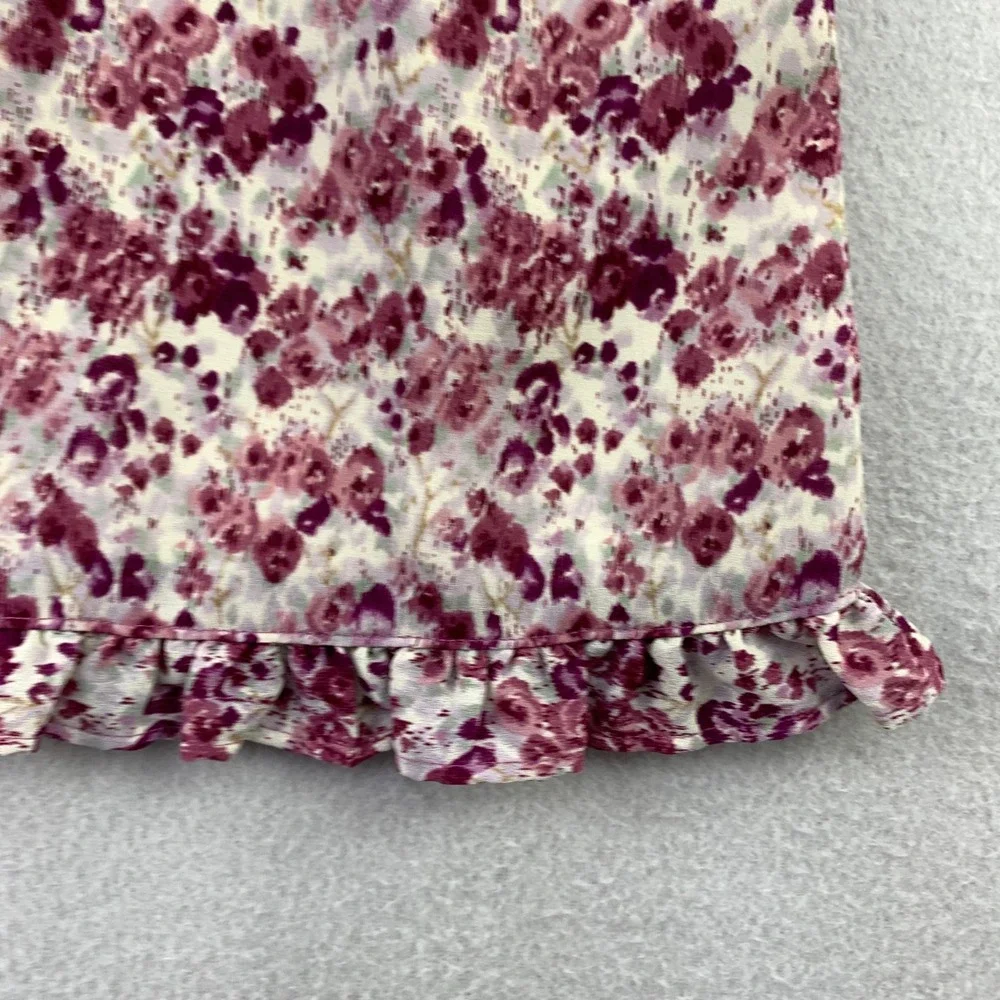 VTG Kathy Ireland Floral Maxi Skirt Women XL Pink Ruffle Hem Elastic Cottage